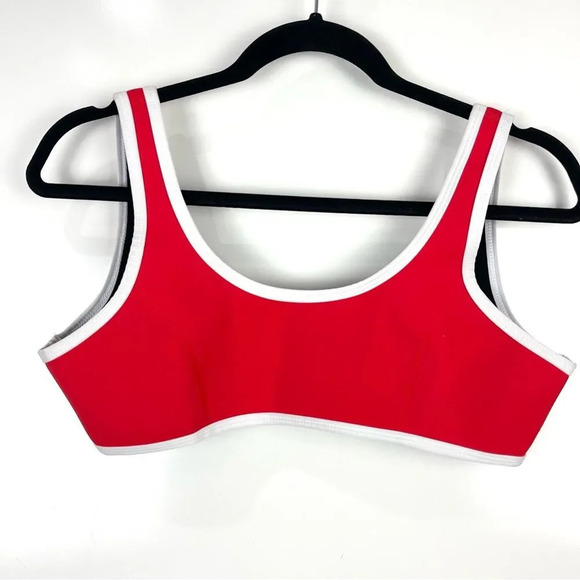 Hoaka Swimwear Waikiki Red Neoprene Bikini Top Women's Size Large - Picture 1 of 9